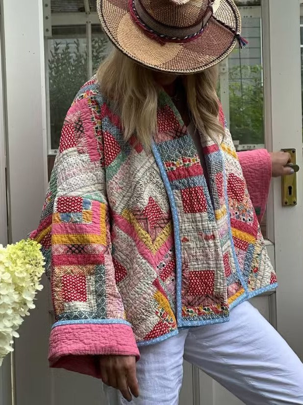 Quilted Jacket with Printed Hem