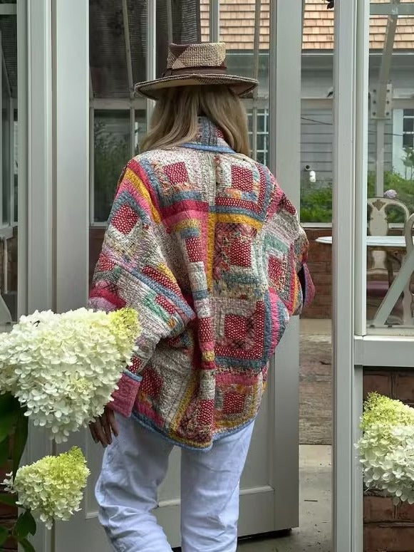 Quilted Jacket with Printed Hem