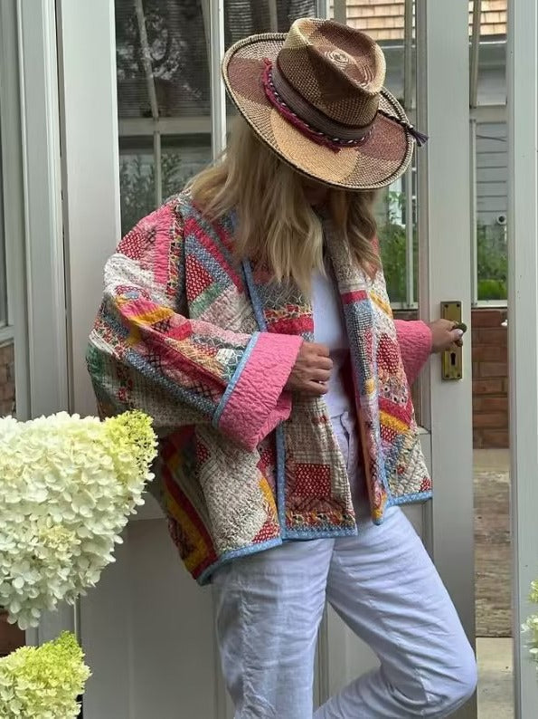Quilted Jacket with Printed Hem