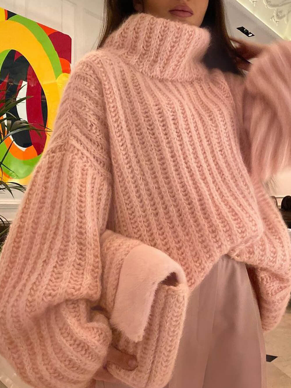 Classic Long Sleeve Sweater in Solid Color