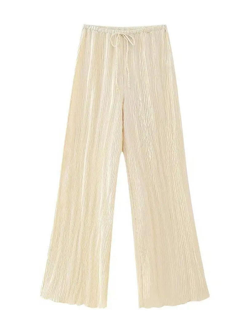 Casual Wide Leg Trousers Set with Sleeveless Halter Top and High Waist