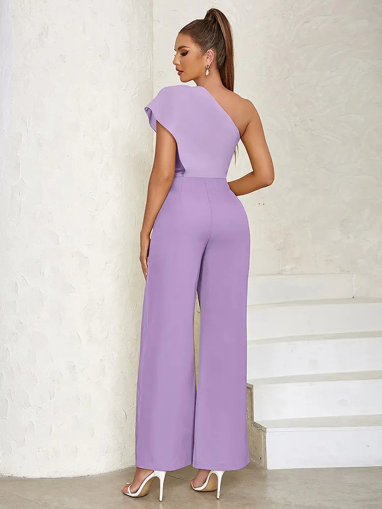 Chic One-Shoulder Cutout Back Jumpsuit
