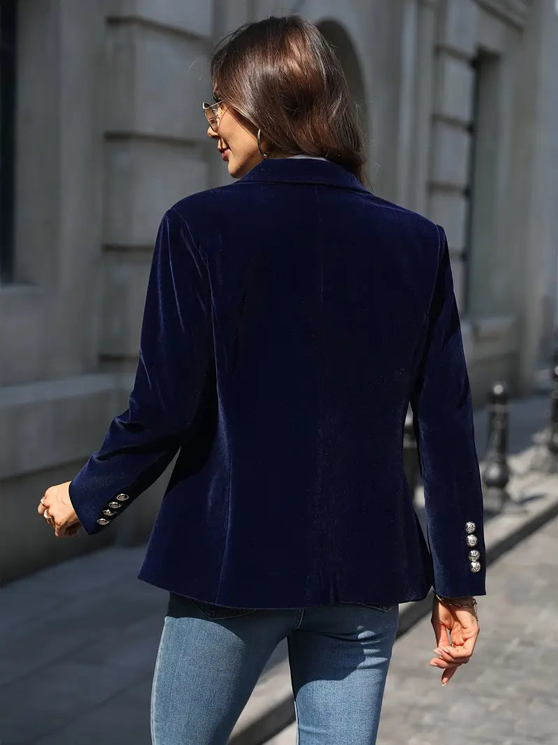 Coral Elegant Velvet Blazer