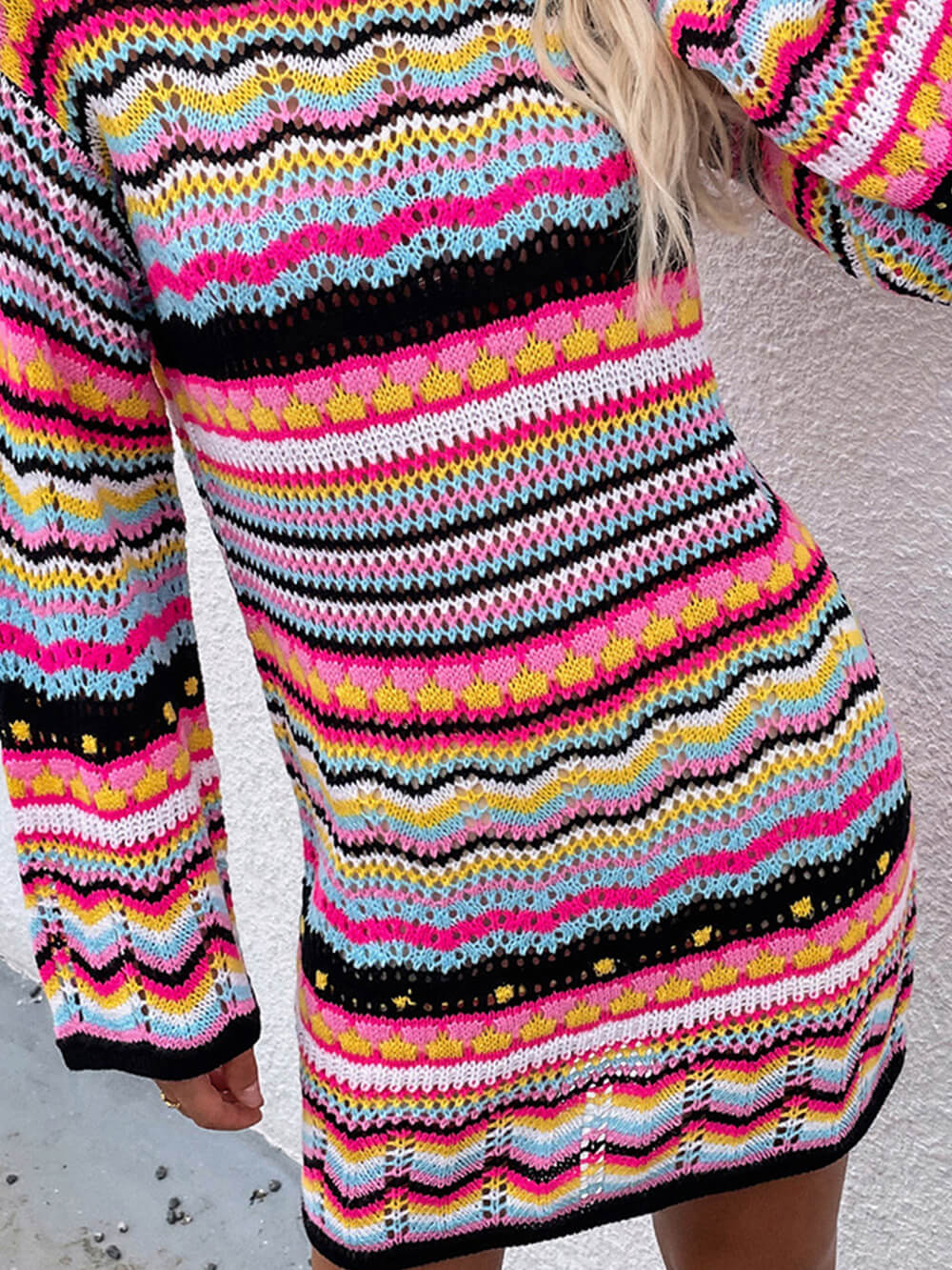 Mid-Length Striped Pullover Sweater