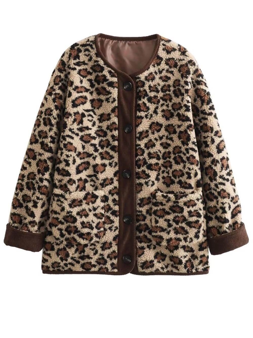 Relaxed Fit Leopard Print Long Sleeve Jacket