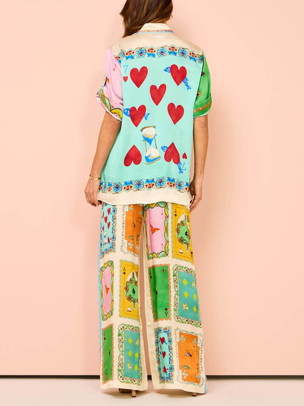 Unique Print Wide Leg Pants Set with Elastic Waist and Pockets - Perfect for Summer Fun!