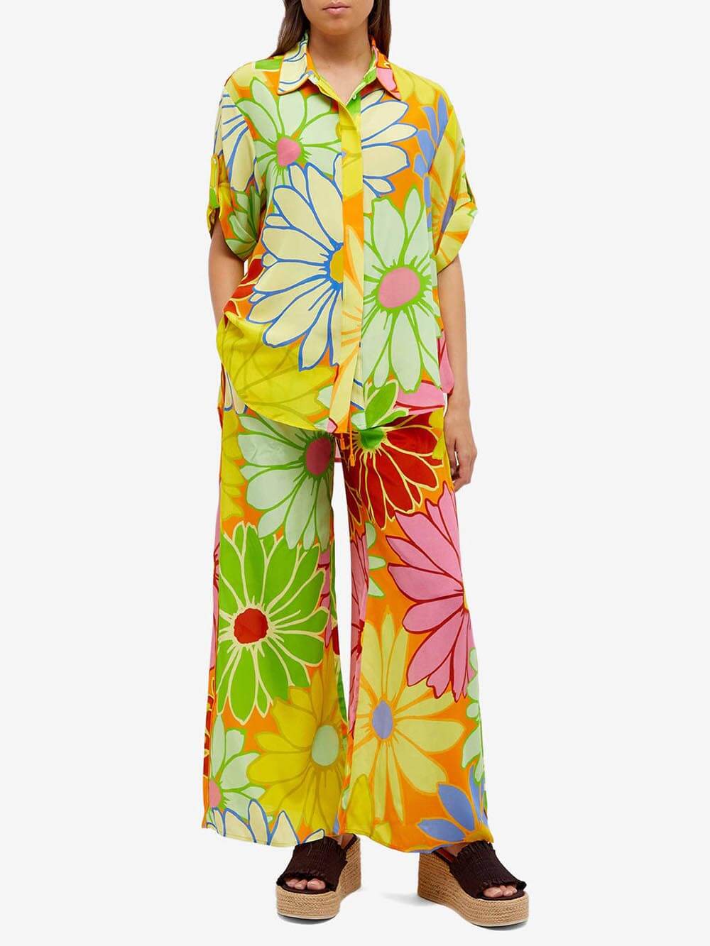 Floral Print Wide Leg Pant Set - Stylish and Relaxed Fit