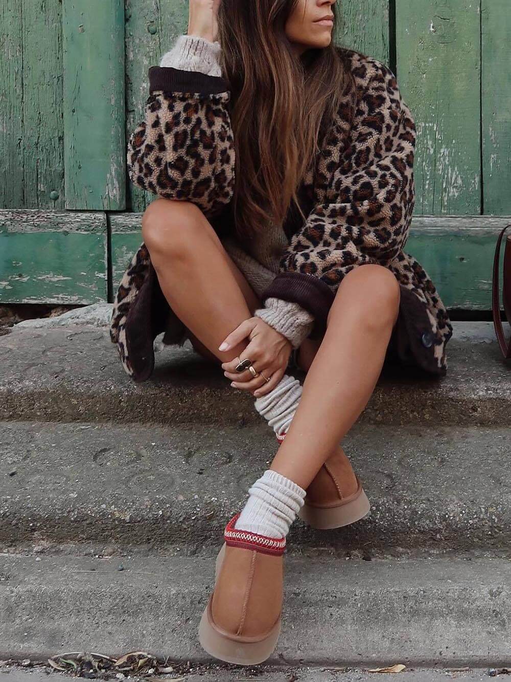 Relaxed Fit Leopard Print Long Sleeve Jacket