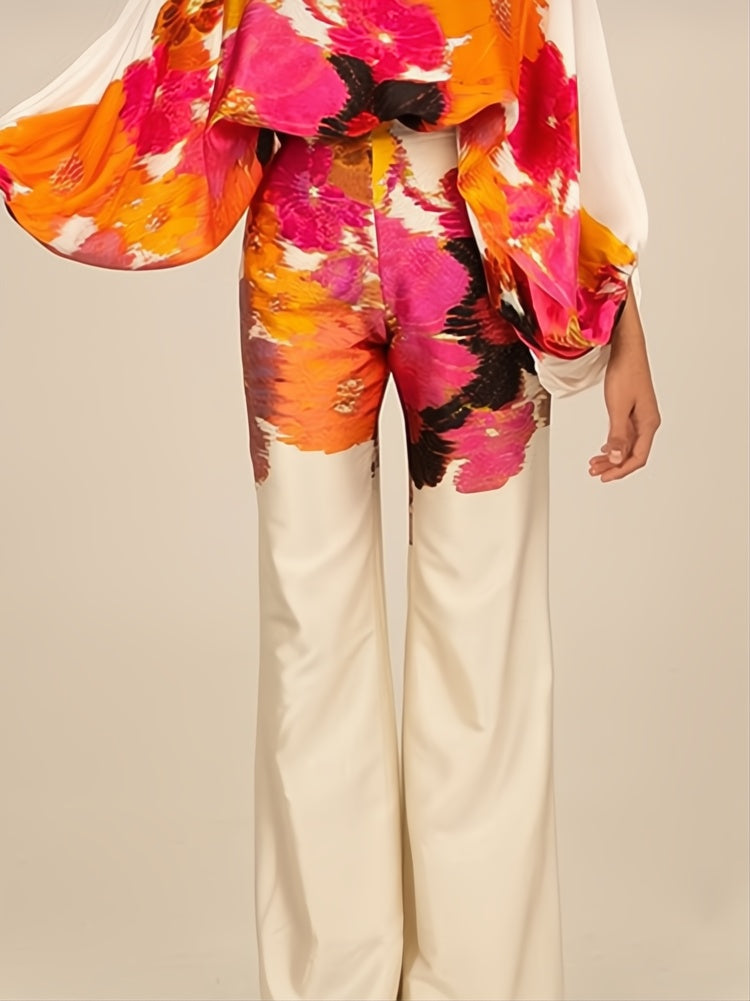 Orange Abstract Waves Two-Piece Outfit