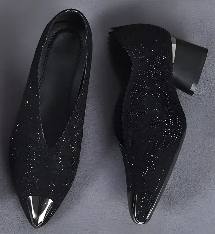 Jane Elegant Pointed Toe Flats with Crystal Detailing
