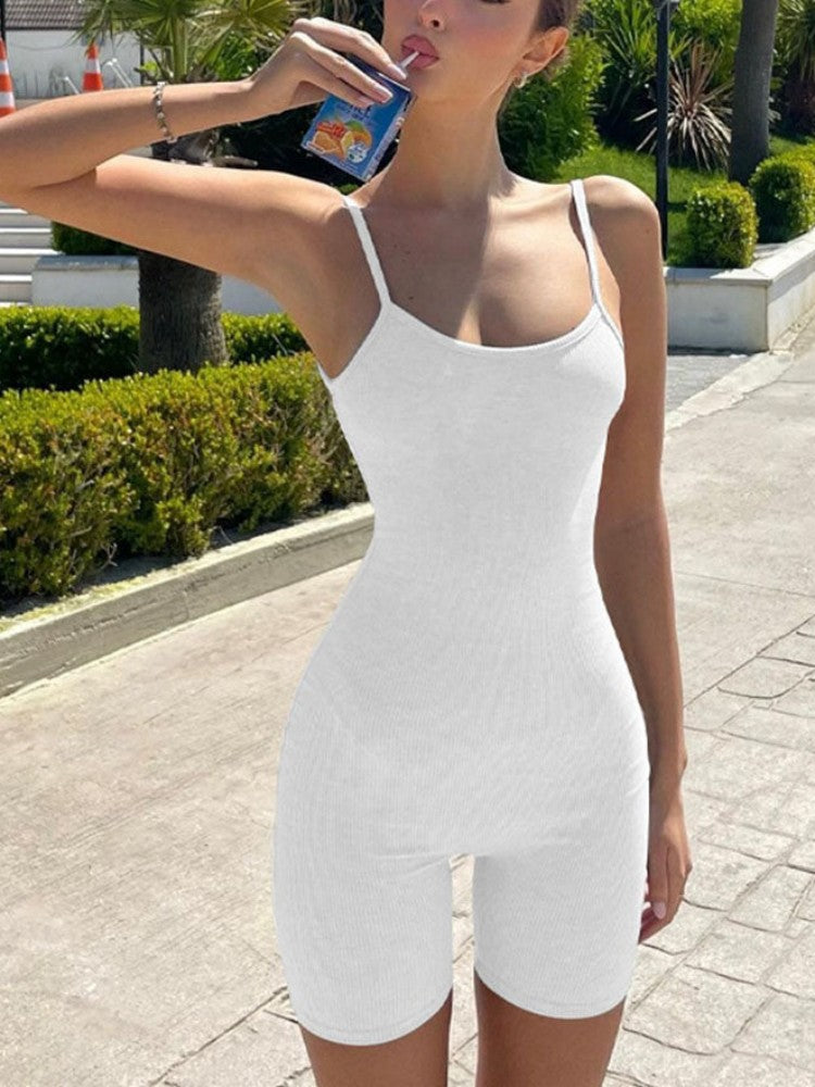 White Seductive Suspenders Bodysuit