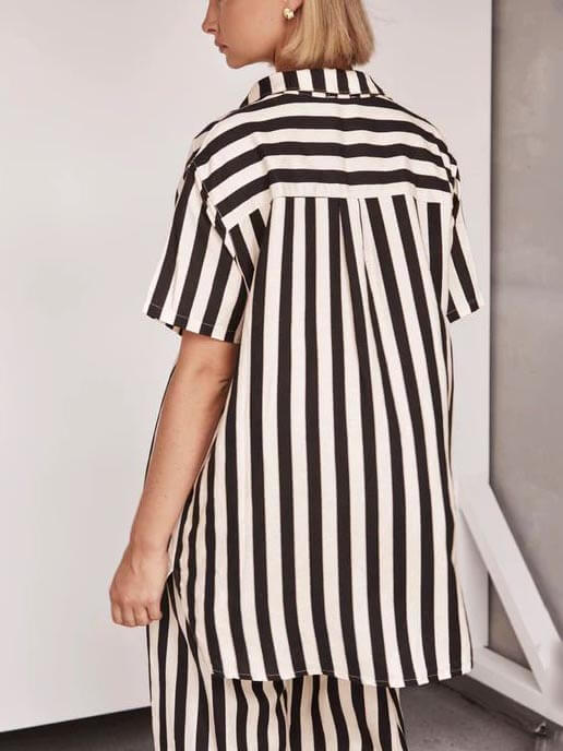 Relaxed Fit Striped Wide Leg Pants Set for Resort Wear