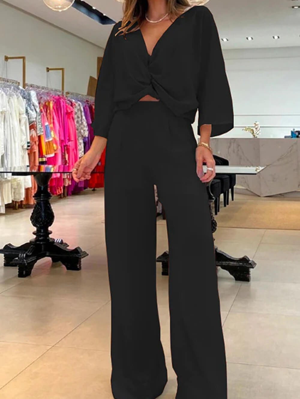 Relaxed Three-Piece Pants Set - Two-Piece Outfit