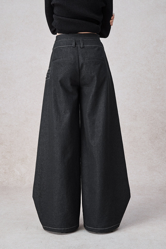 Swinging Symphony Faux Two-Piece Wide-Leg Jeans