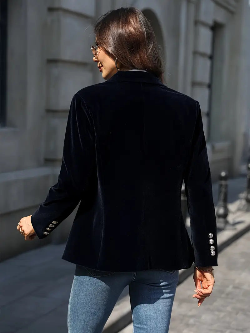 Coral Elegant Velvet Blazer