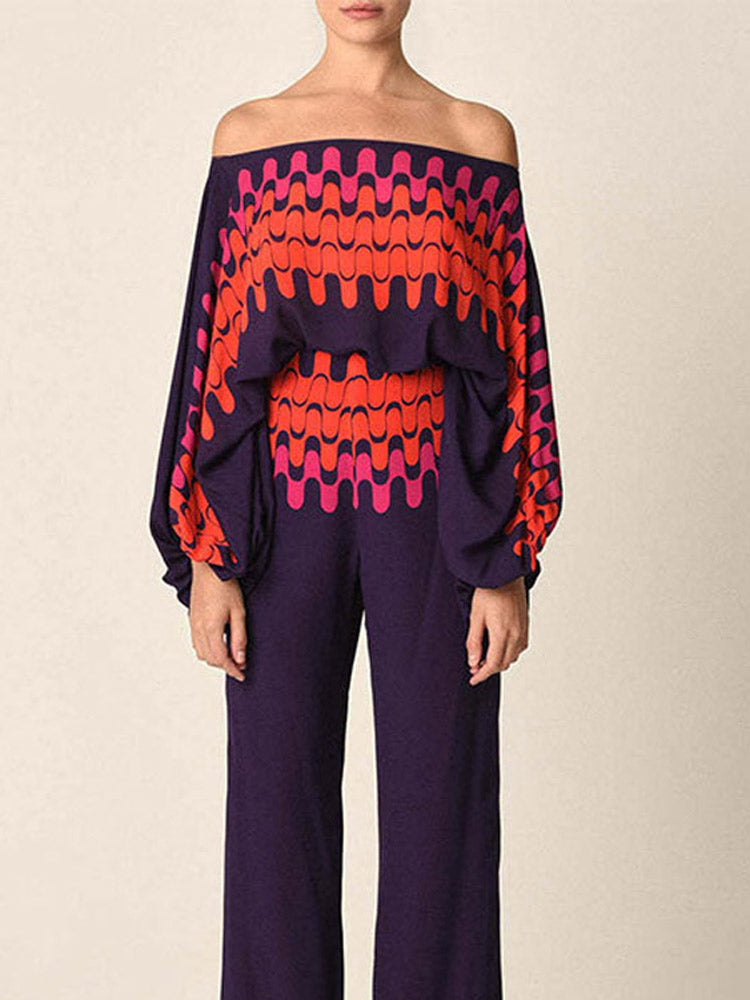 Purple Abstract Waves Two-Piece Outfit