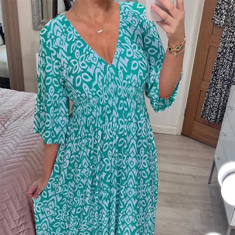 Floral Dress with V-Neck