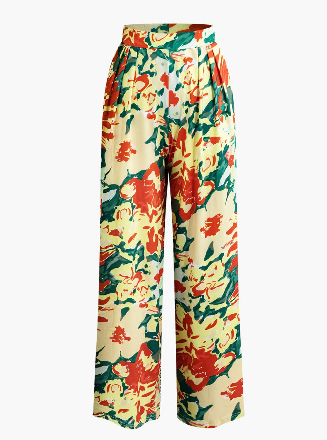 Halter Neck Ruched Wide-Leg Pants Set