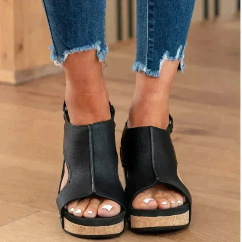 Georgia Open-Toe Cork Platform Sandals