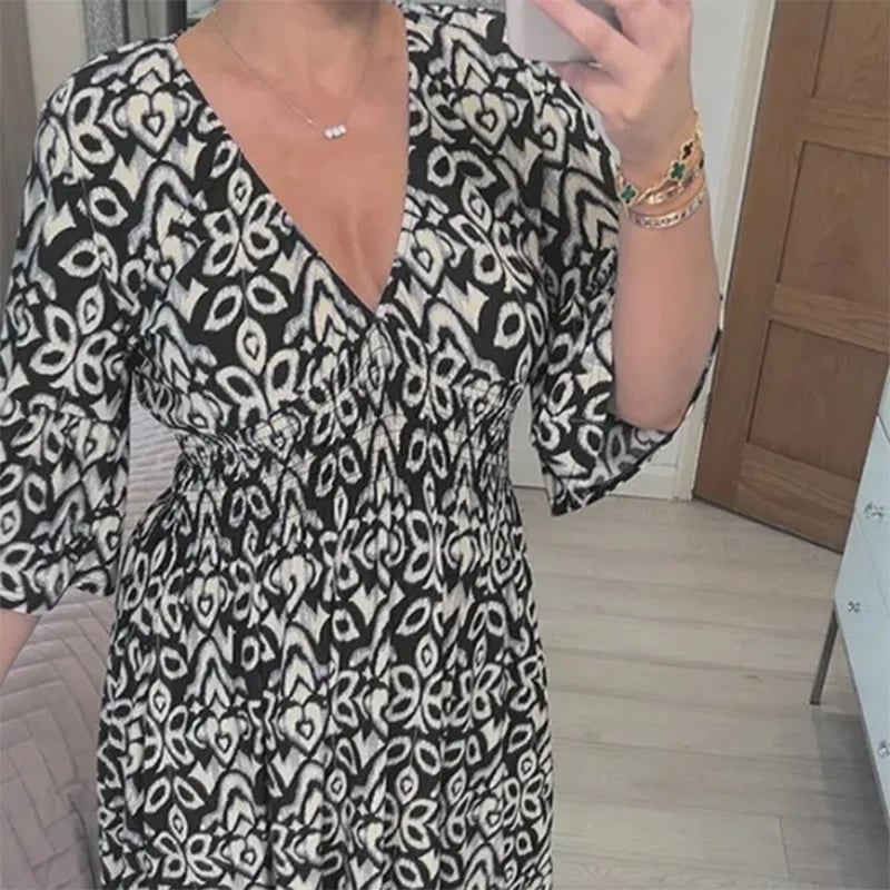 Floral Dress with V-Neck