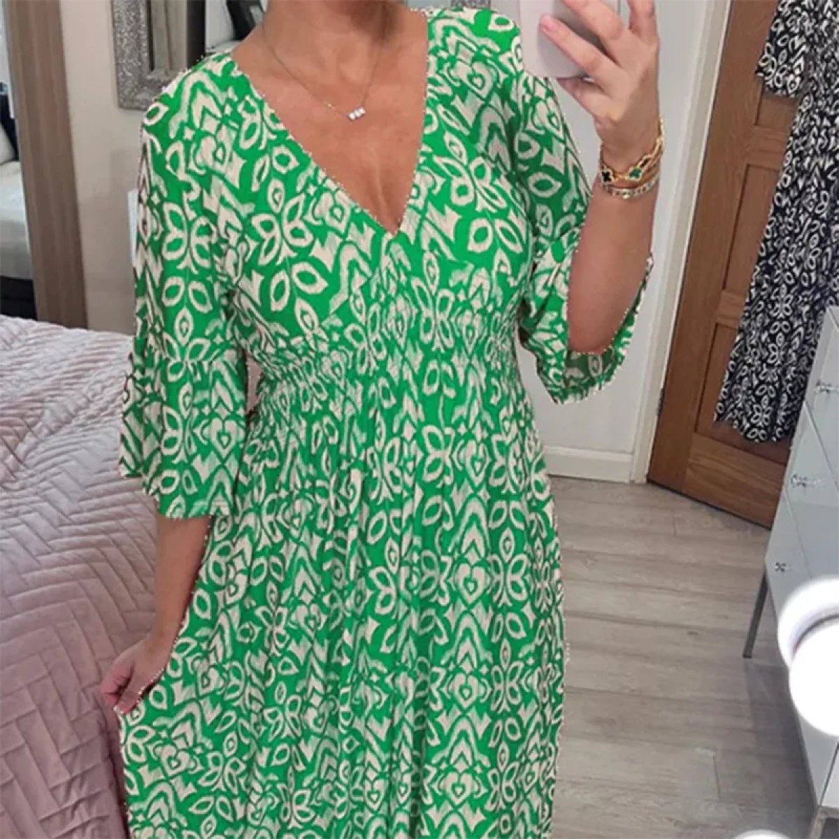 Floral Dress with V-Neck