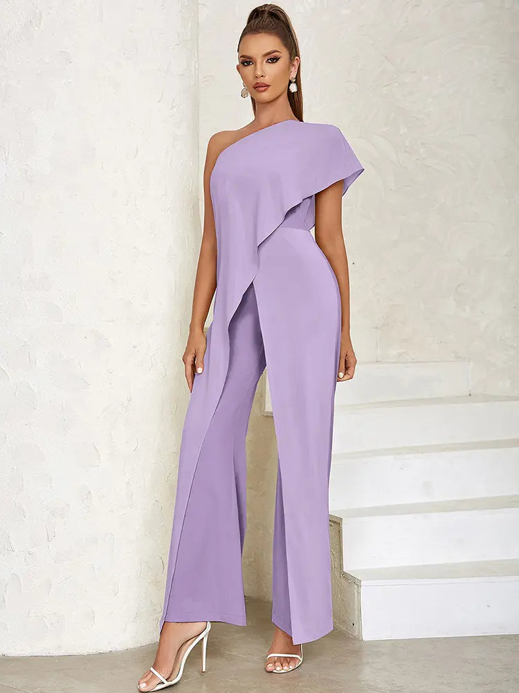 Chic One-Shoulder Cutout Back Jumpsuit