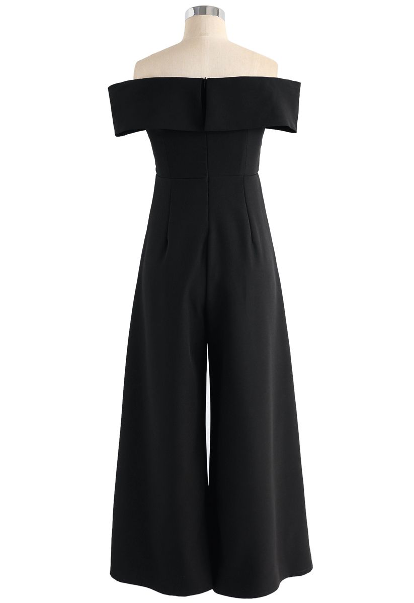 Timeless Sweetheart Off-Shoulder Black Jumpsuit
