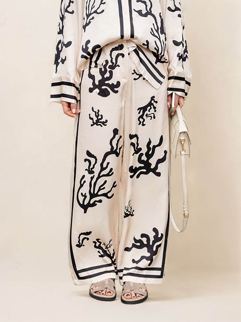 Printed Wide-Leg Pants Set