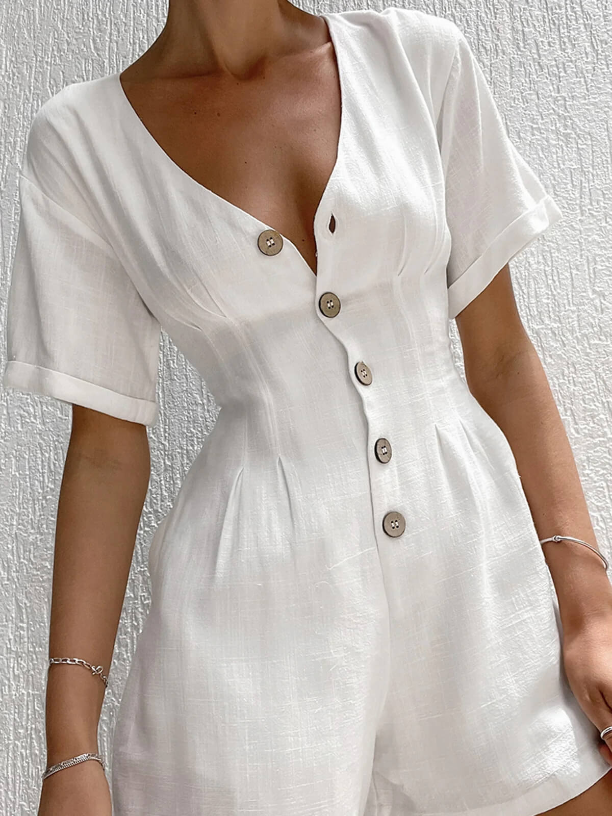 Button-Up Linen Cotton Jazz Rompers