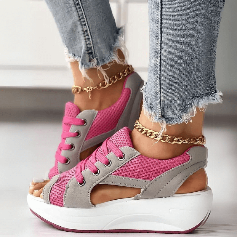 Lucia Stylish Mesh Wedge Sneakers