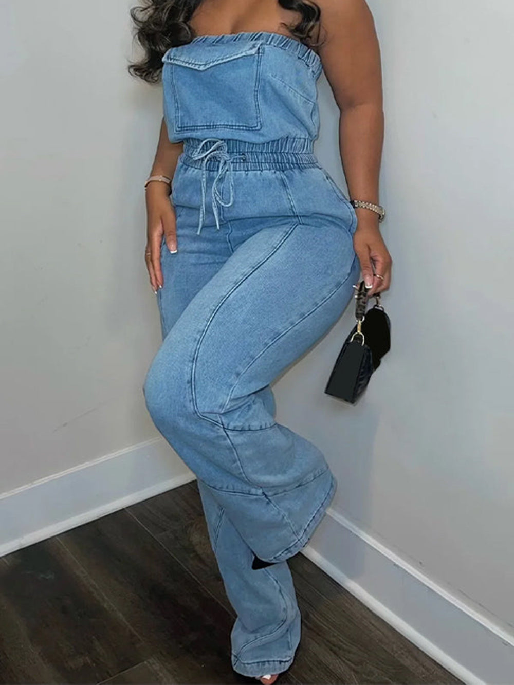 Denim Corset-Style Jumpsuit