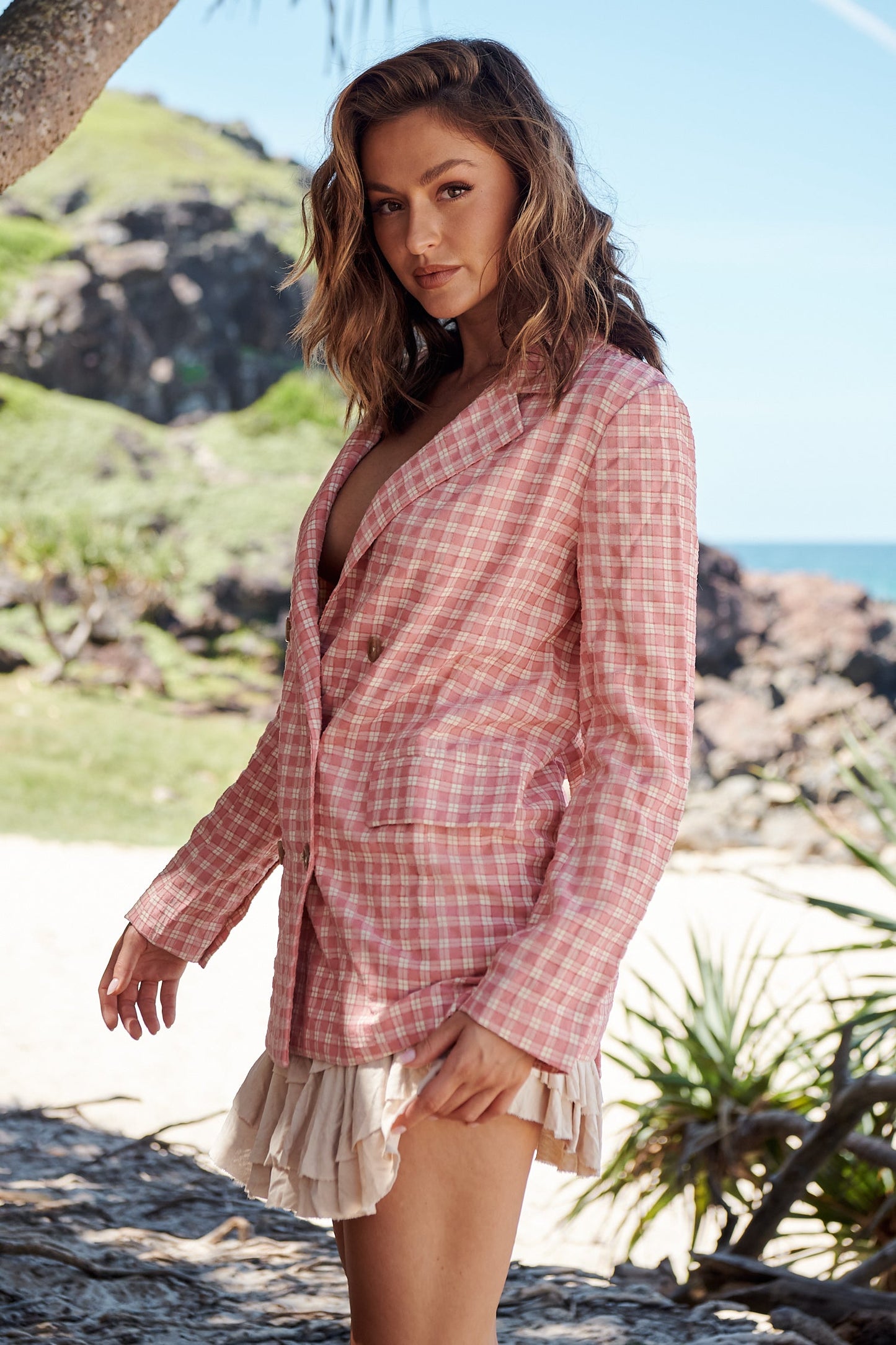 Free People Olivia Gingham Blazer