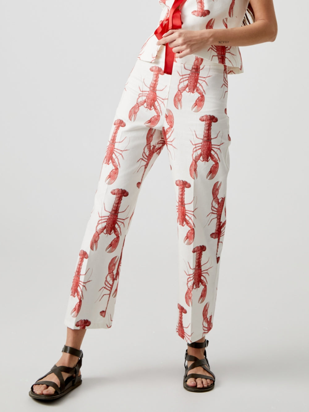 Lobster Pattern Straight Leg Pants Ensemble
