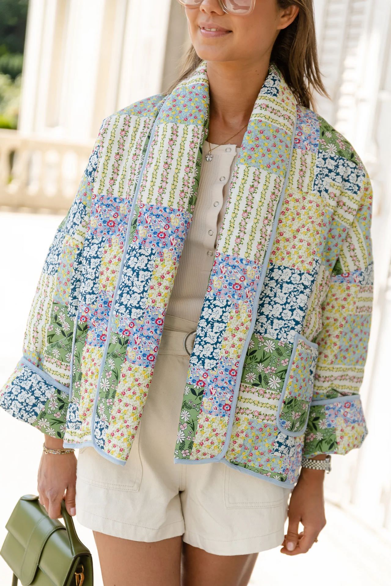 Floral Patchwork Jacket in Yellow-Green
