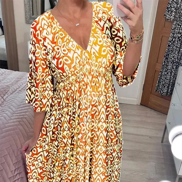 Floral Dress with V-Neck