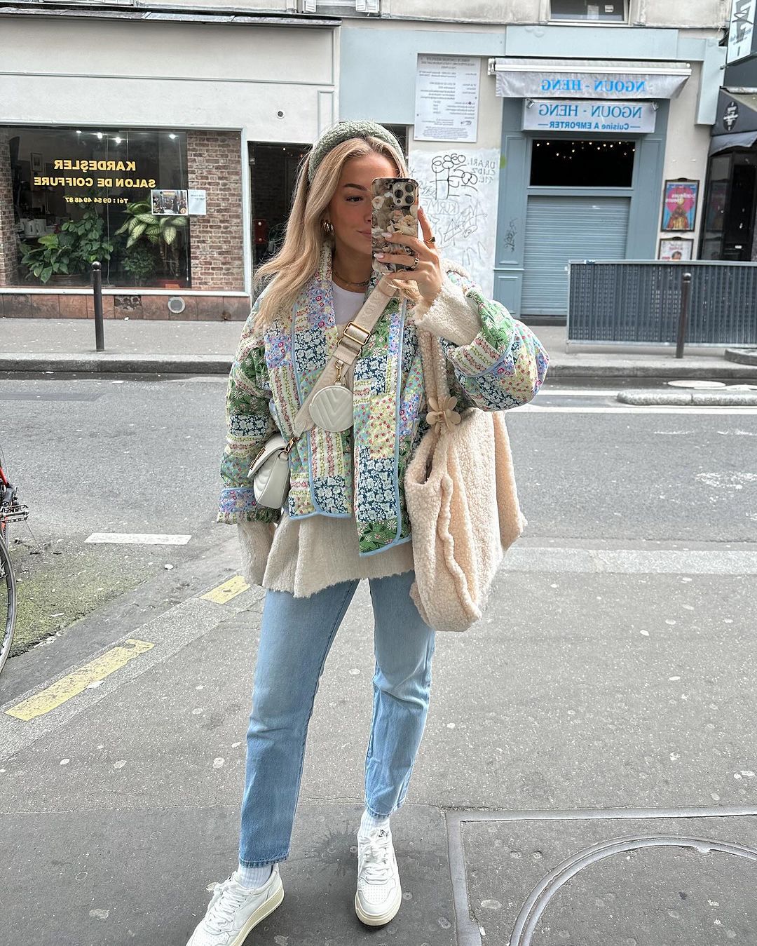 Floral Patchwork Jacket in Yellow-Green
