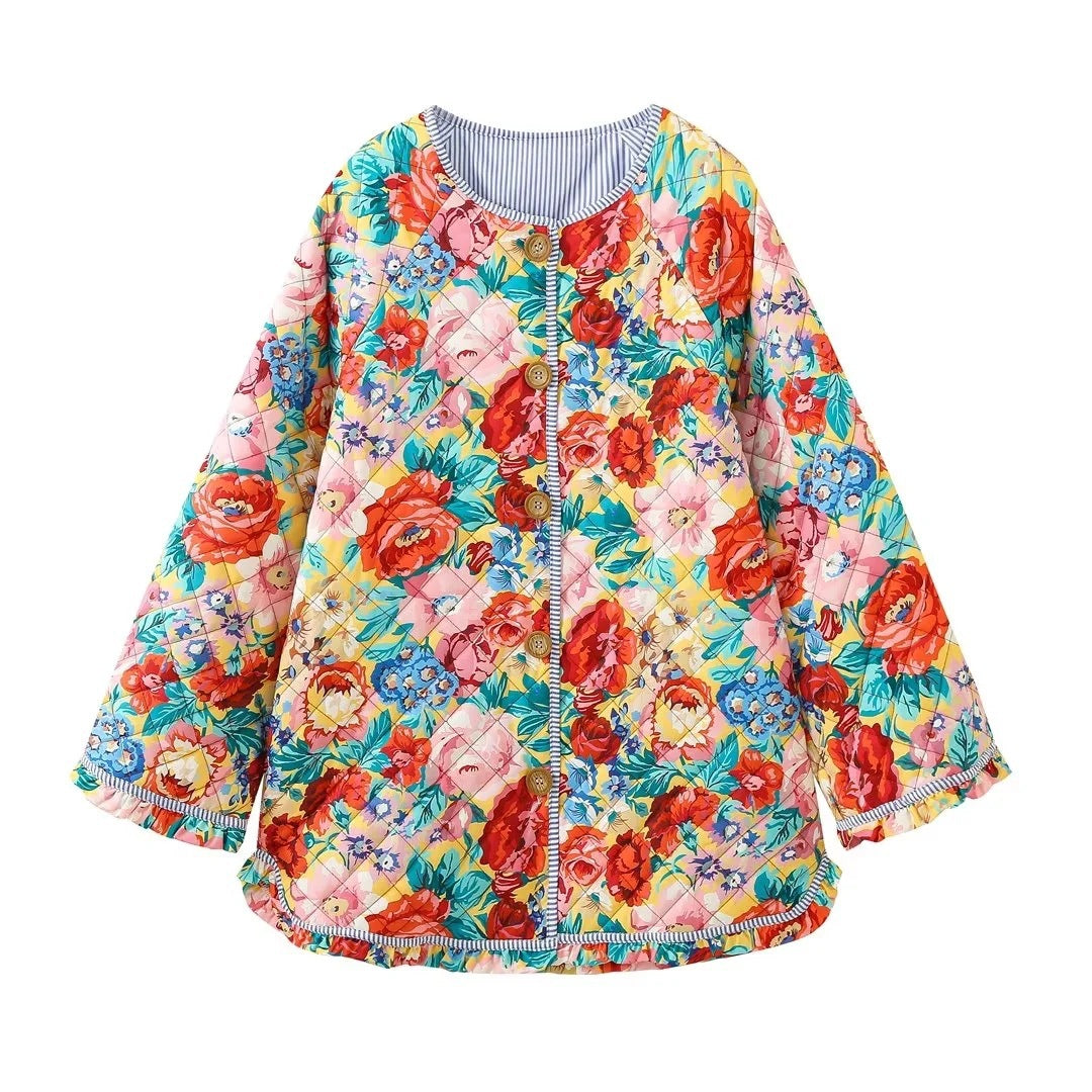 Bohemian Jacket with Quilted Floral Patchwork and Rose Design