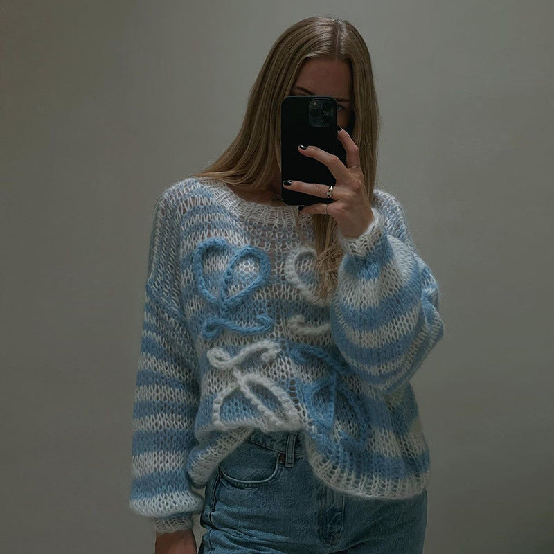 Striped Sweater in Blue and White Contrast