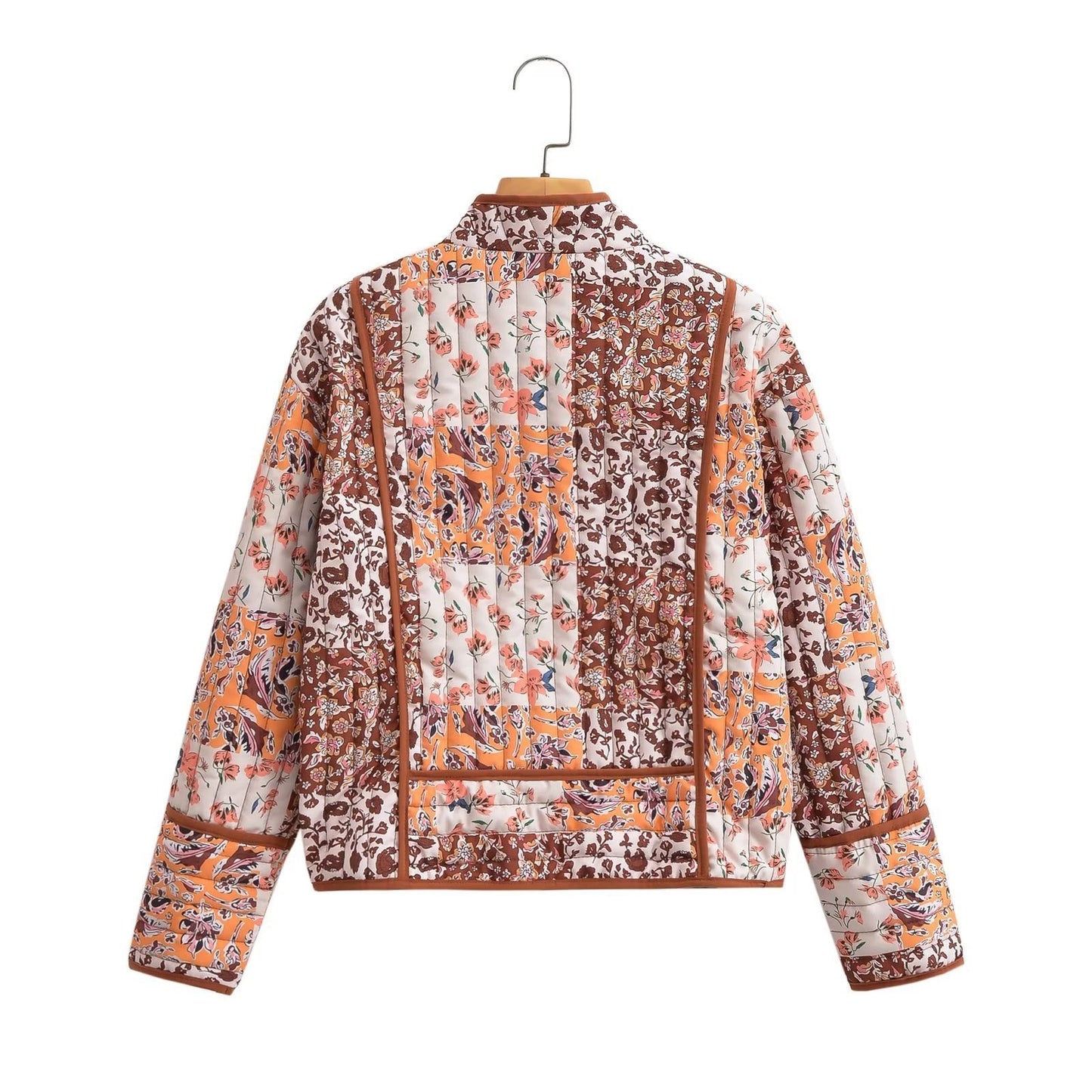 Floral Patchwork Oversized Jacket with Drop Shoulders