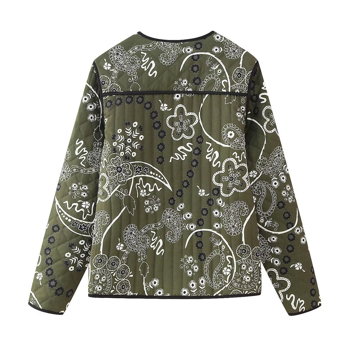 Quilted Jacket with Ethnic Floral Design
