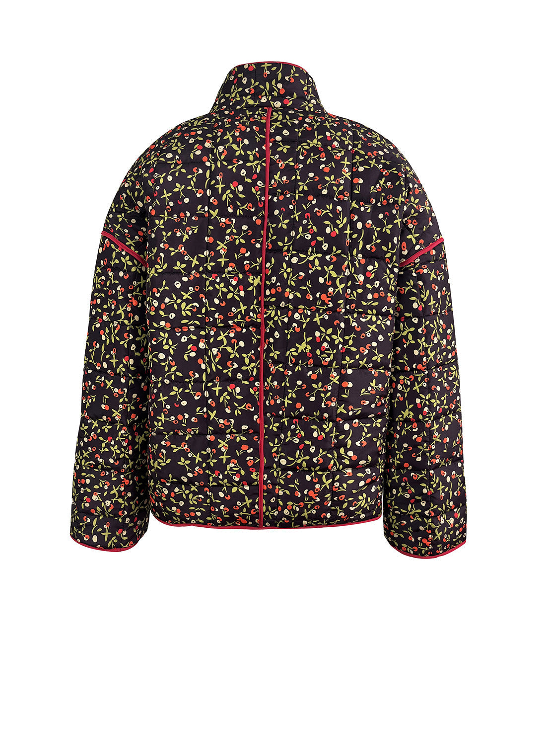 Floral Print Cotton Drop Shoulder Jacket with Pocket Clip