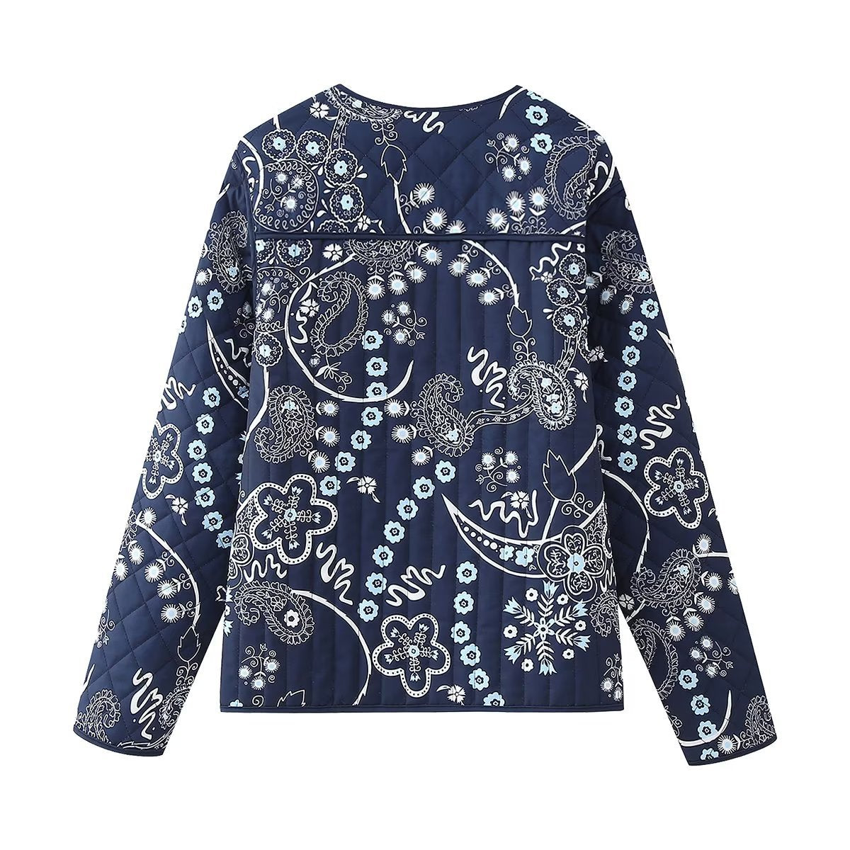 Quilted Jacket with Ethnic Floral Design