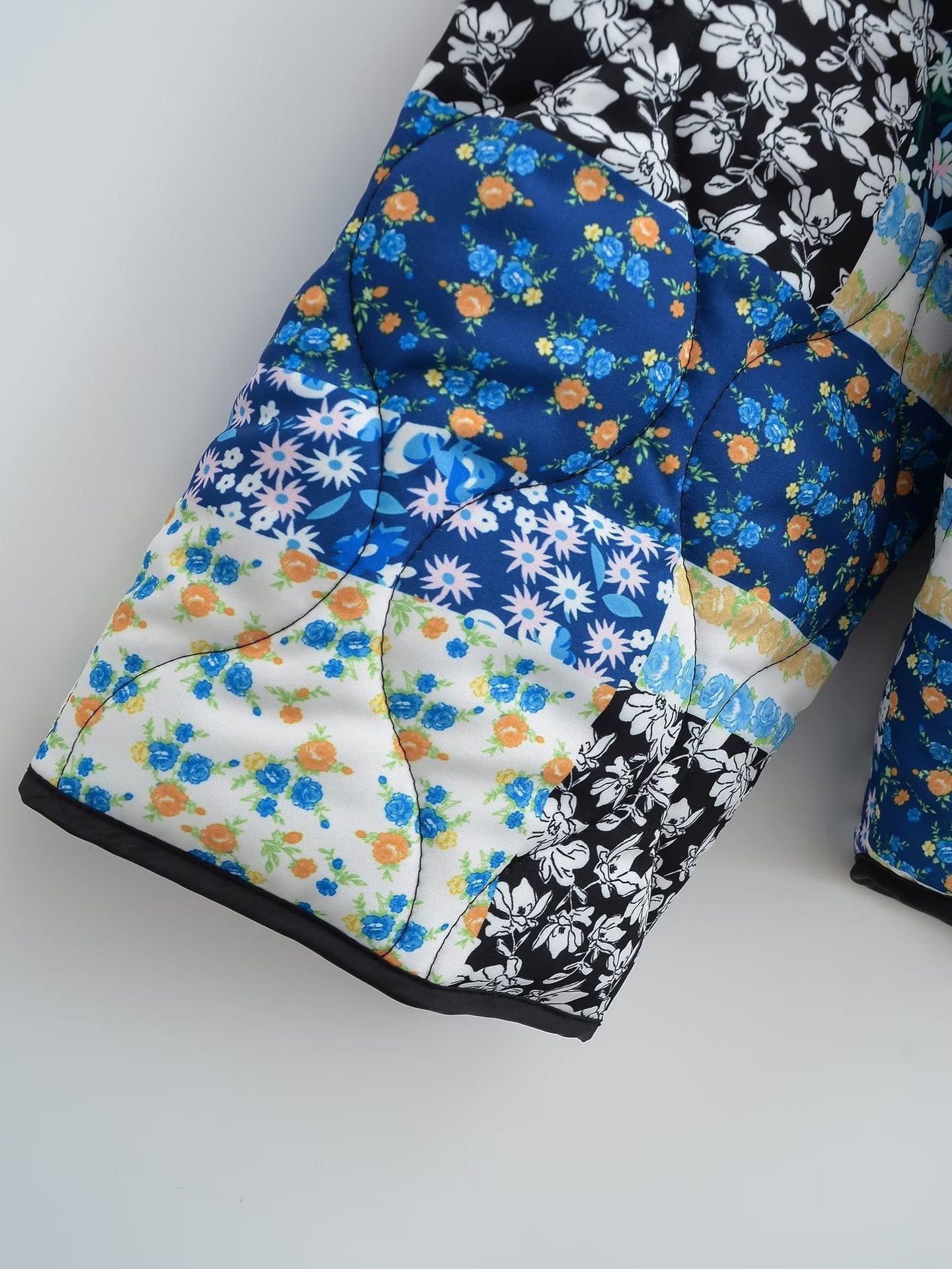 Floral Patchwork Lapel Jacket with Pocket