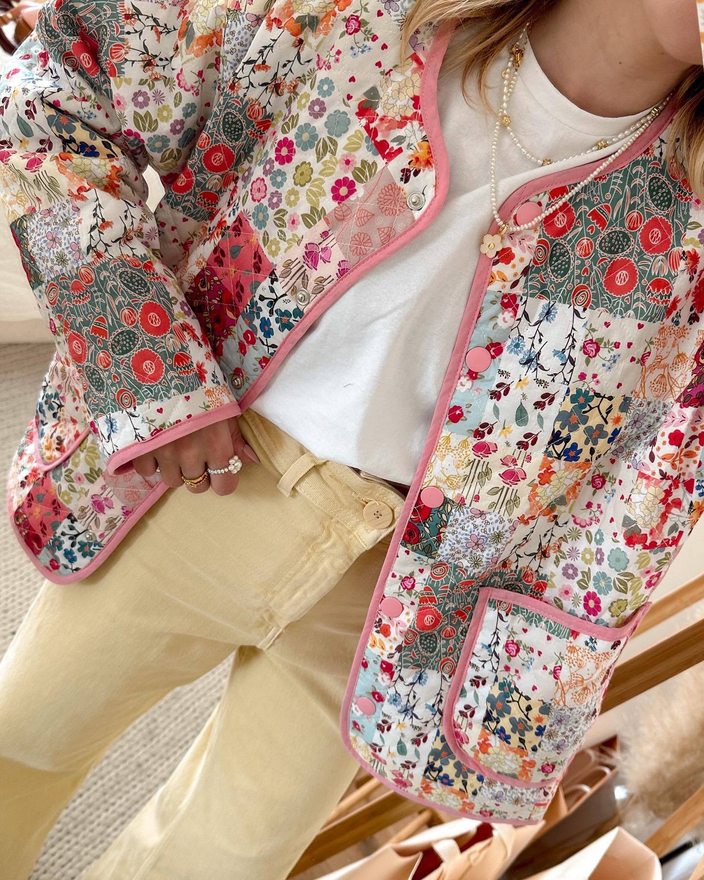 Printed Jacket with Patchwork Design