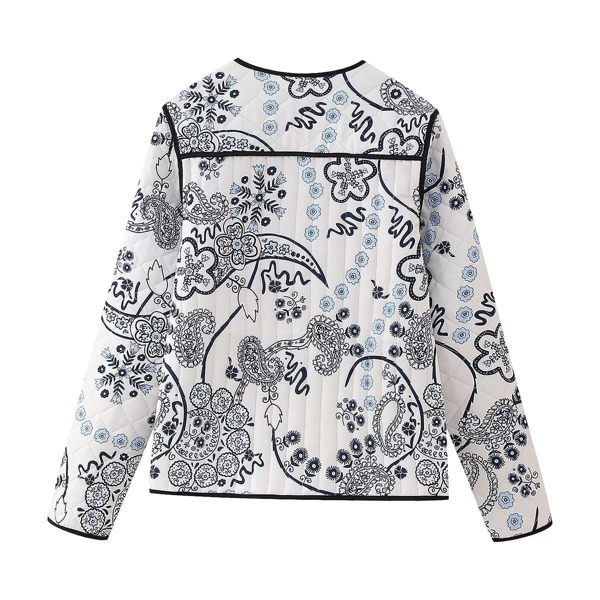 Quilted Jacket with Ethnic Floral Design