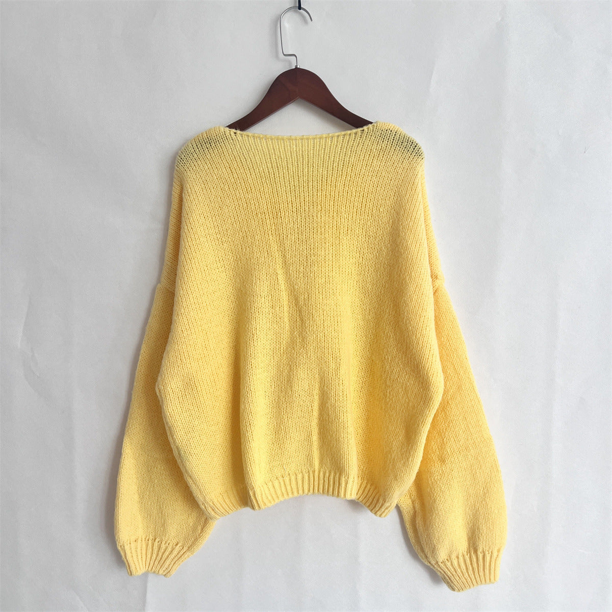 Solid Color Lace-Up Crew Neck Cardigan
