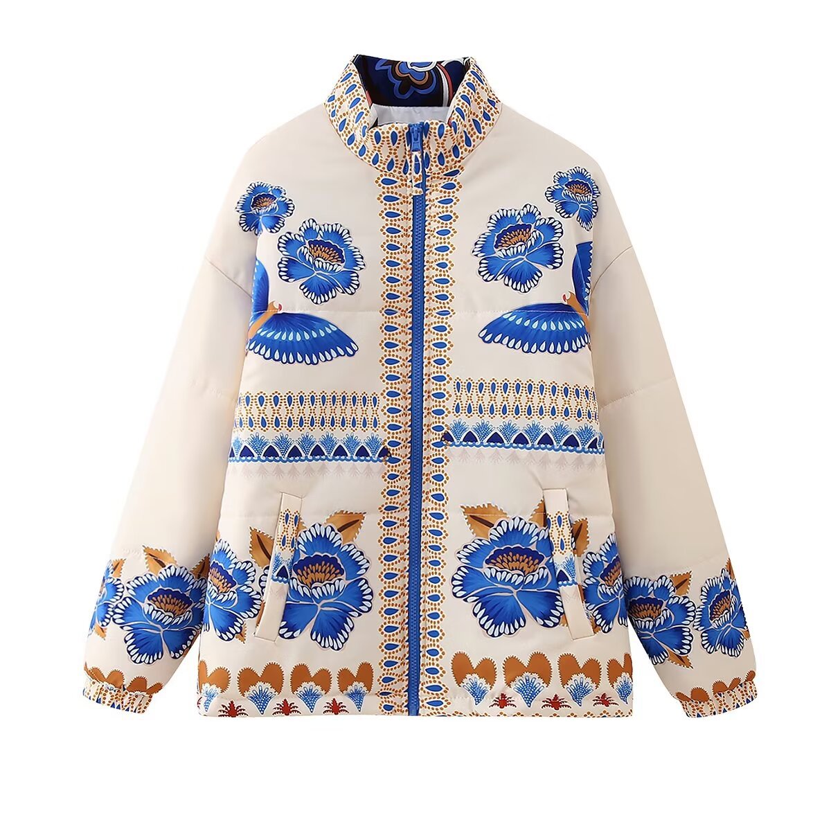 Floral Blue Drop Shoulder Jacket