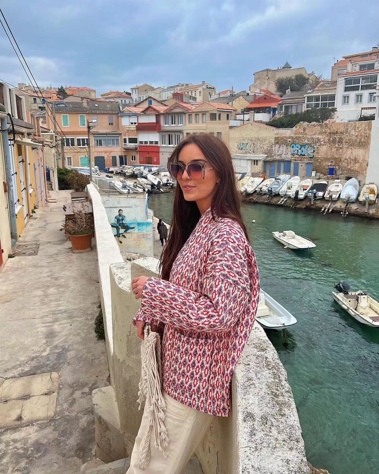 Quilted Jacket with Floral Print and Geometric Pattern Pockets