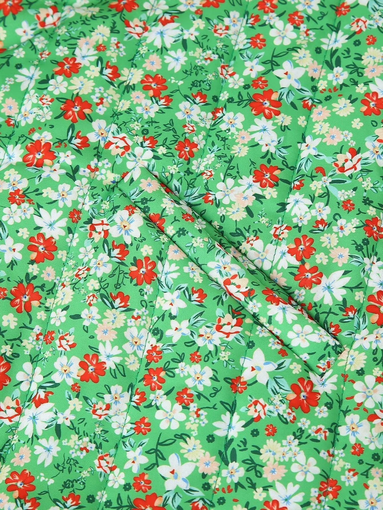 Relaxed Fit Floral Print Jacket in Green