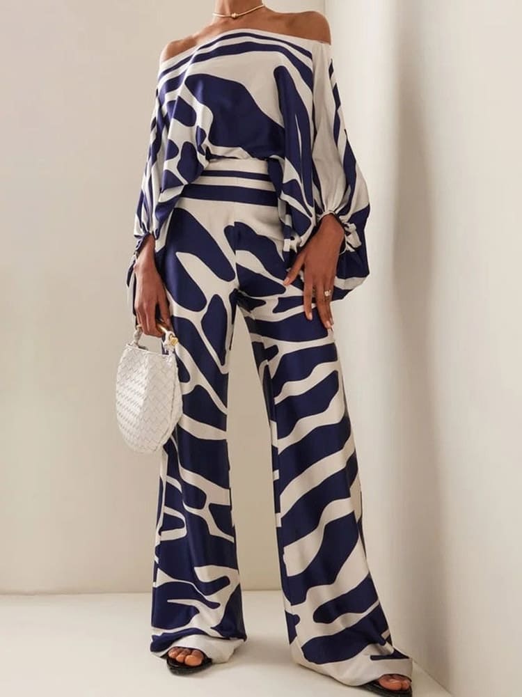 Blue Abstract Waves Two-Piece Ensemble